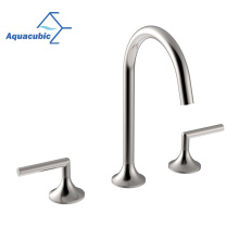 Aquacubic Double Handle Widespread Slim Basin Bath Bathroom Sink Mixer Faucet